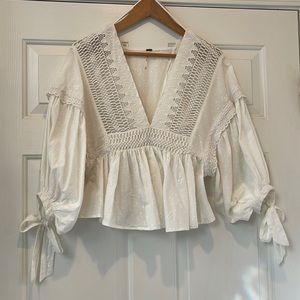 White FREE PEOPLE long sleeve blouse
